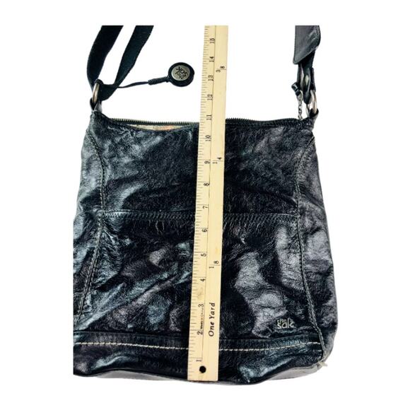 The Sak Womens Boho Black Leather Crossbody Purse Shoulder Bag Adjustable - Picture 11 of 12